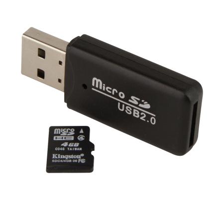 LIGNE BLEUE Carte MicroSDHC avec adaptateur USB 2.0