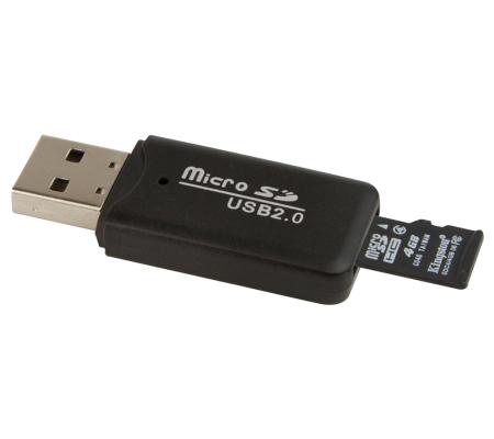 LIGNE BLEUE Carte MicroSDHC avec adaptateur USB 2.0